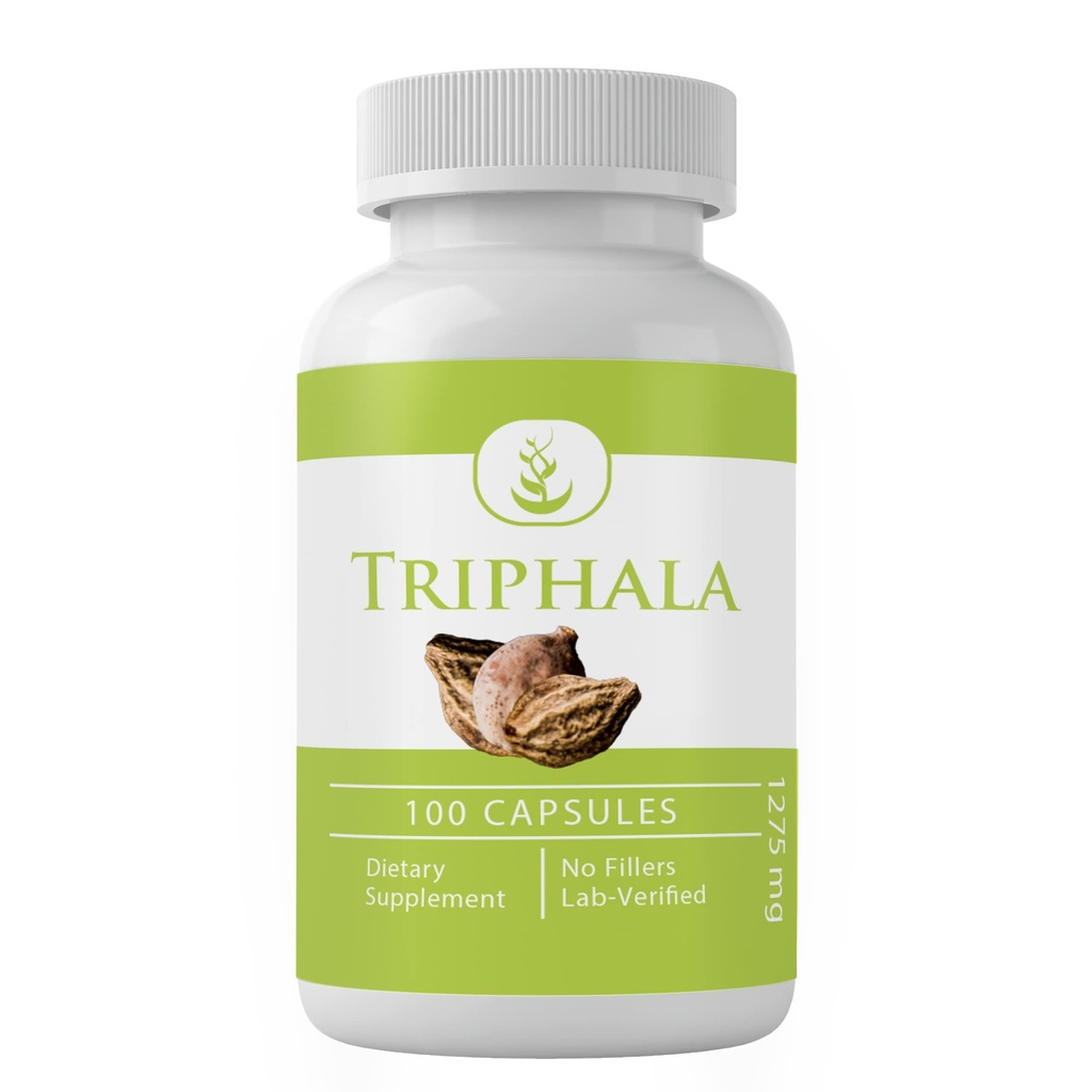 INGREDIENTE ORIGINALE INGREDIENTE Triphala pulbere, (100 capsule) întotdeauna pură, fără aditivi sau fillere, Lab verificate