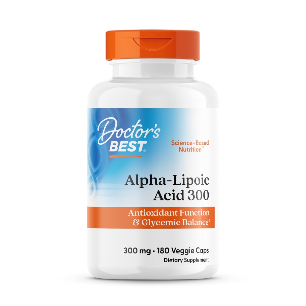 Cel mai bun acid alpha-Lipoic 300 al doctorului, susține funcția antioxidantă și echilibrele glicemice, non-GMO, gluten gratuit, Vegan, Soy Free, 300 mg, 180 Capace vegetale