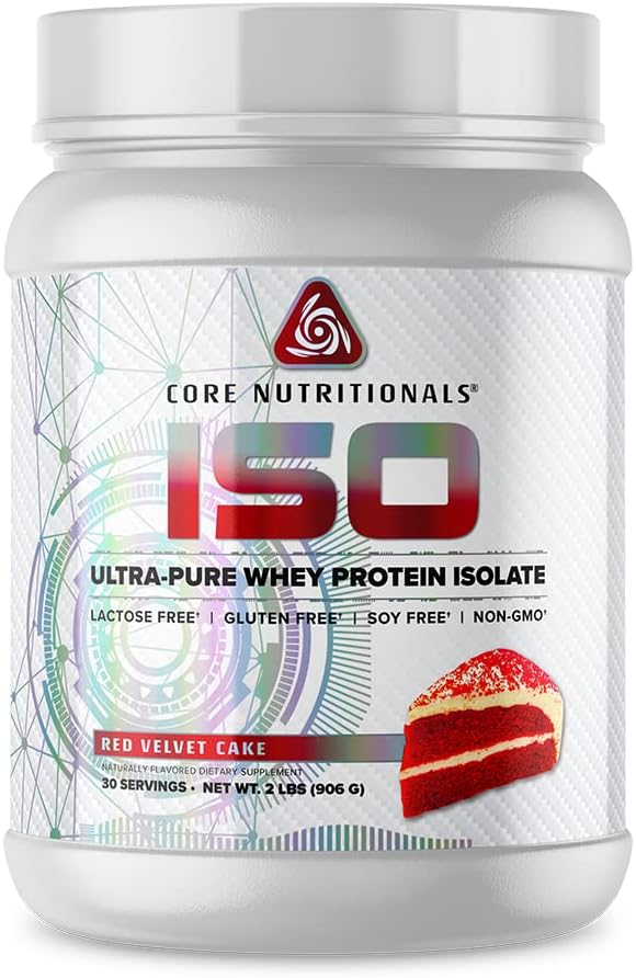 Nutriții de bază ISO, 100% Micro Filtrate, Zero Fillere Artificiale, 25g Izolat de proteine Whey, 32 Servings (Red Velvet)