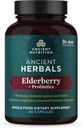 Nutriţie antică Elderberry şi Probiotice Supliment, Ancient Herbals Black Elderberry Capsule, Sistem imunitar de sprijin, Supliment alimentar întreg, Gluten gratuit, Paleo şi Keto prietenos, 60 capsule