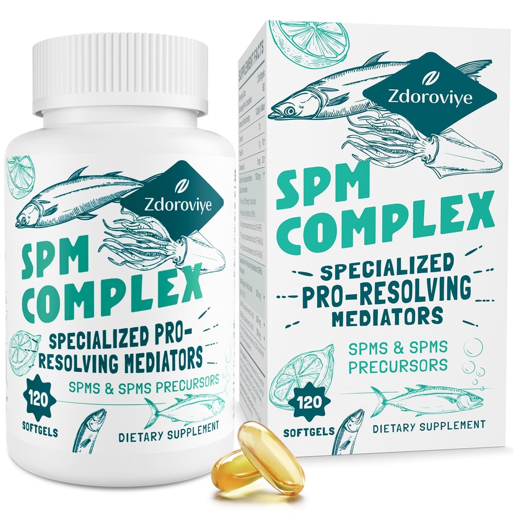 Specializat Pro-Rezolvarea Mediatorilor și SPM Precursoare Complex, SPM Supliment pentru răspuns imun echilibrat, creier, țesut & Cellular - 120 Softgels