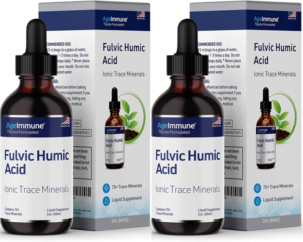 Suplimentul lichid pentru acid humidic. Planta Derived picături minerale, peste 75 Trace Minerale pentru energie Boost. Până la 8 luni de aprovizionare. Concentrație 250%. 2oz Fiecare. 2 sticle.