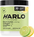 Harlo - Citrus Salt Electrolyte Drink Mix cu bovine Colagen & Creatine - Creatine Monohidrat pulbere - Energizant Drink Powder - Pre Workout Powder - Sugar Free Energy Drinks - Post Workout Recovery