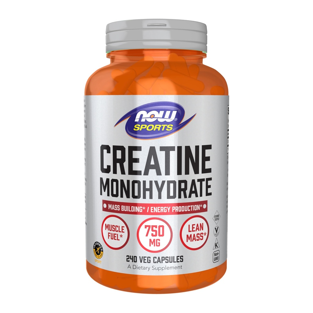 Now Foods Sports Nutrition, Creatine Monohidrat 750 mg, Mass Building*/Energy Production*, 240 Veg Capsules