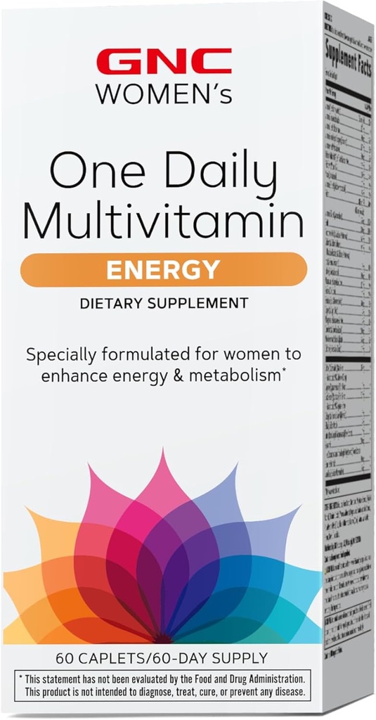 GNC Femeii One Daily Energy Multivitamine, Sprijină Sănătatea imună și producția de energie, 60 Conte