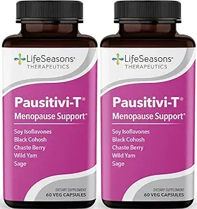 Pausitivi-T - Menopause Supplement - Relief pentru Flash-uri fierbinți, Hormone Imbalance & Night Sweats - Nourishes tesut - Sage, Chasteberry, Soy Isoflavones & Black Cohosh - 60 capsule (Pachet de 2)