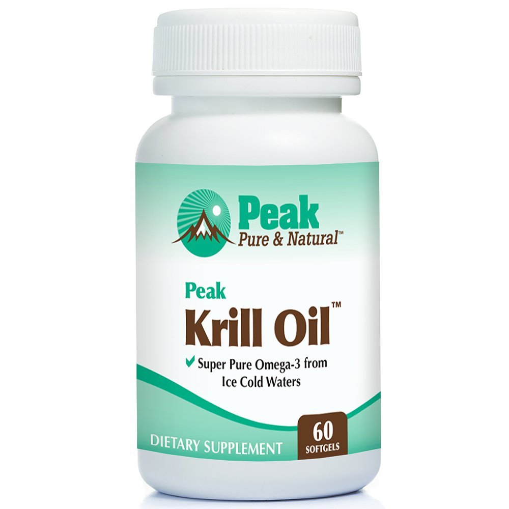 Vârf Pure & Natural, supliment ulei de varf Krill - mai bine decât ulei de pește pentru sănătatea articulațiilor și a inimii - supliment creier ulei Krill - EPA, DHA, și Astexanthin - 60 softgels