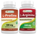 Cele mai bune naturale L-prolină 500 mg & L-Arginină 1000 mg