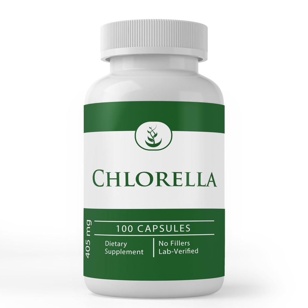 Ingrediente originale pure Chlorella, (100 capsule) Întotdeauna pură, fără aditivi sau Fillers, Lab verificat