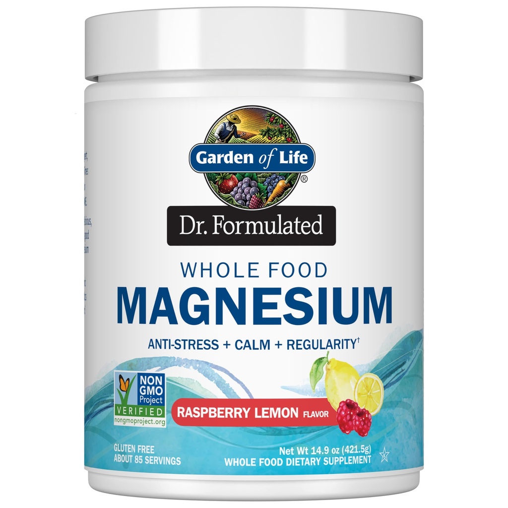 Gradina de viata intreg alimente Pulbere de magneziu, 421.5g - Raspberry Lemon, Vegan, Gluten & Sugar Gratuit