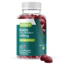 Viteey Biotin Gummies pentru parul de piele si unghii - Biotina pentru cresterea parului Gummies - 5000 mcg - Vegan, Gluten-Free, Non-GMO 60 Conte