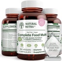 Natural Nutra alimente integrale Multivitamine și minerale pentru femei și bărbați, Booster de energie, ajută la menținerea suplimentului de sănătate osoasă, îmbunătățește funcția creierului și a pielii, ajuta la îmbunătățirea imunitatea 60 capsule