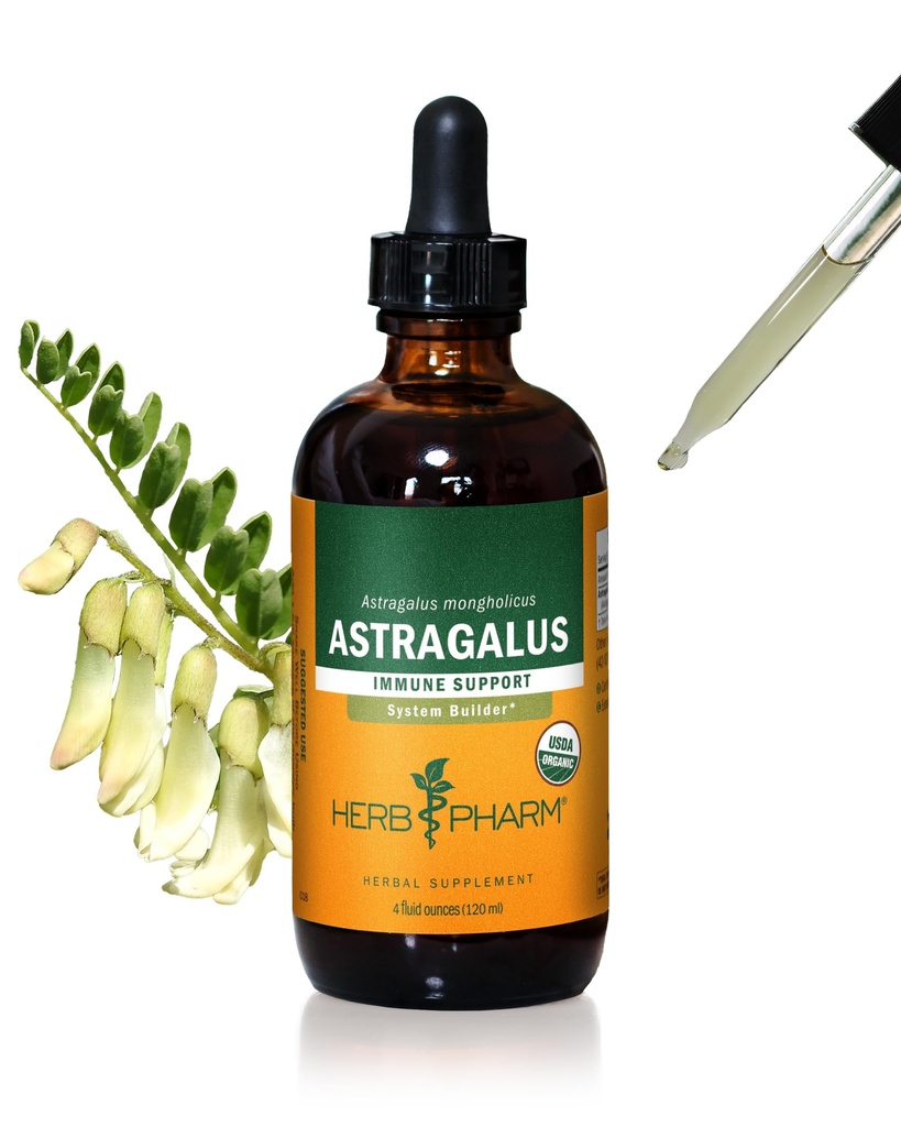Herb Pharm Certified Organic Astragalus Extract lichid pentru Suport Sistem imunitar - 4 Ounce