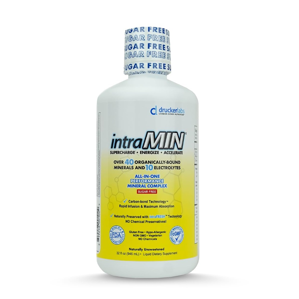 Drucker Labs - supliment intramin de minerale lichide organice pentru bărbaţi, femei, copii, Imun şi suport muscular, Non OMG, Gluten Free, Vegan, Electroliti, Sugar Free (32 oz., Unflavored)