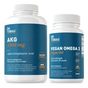 Dr. Tobias AKG Supliment & Vegan Omega 3 Ulei de alge, Suport energie celulară & Sănătate generală cu AKG, EPA & DHA, Vegan, Gluten-Free, non-GMO