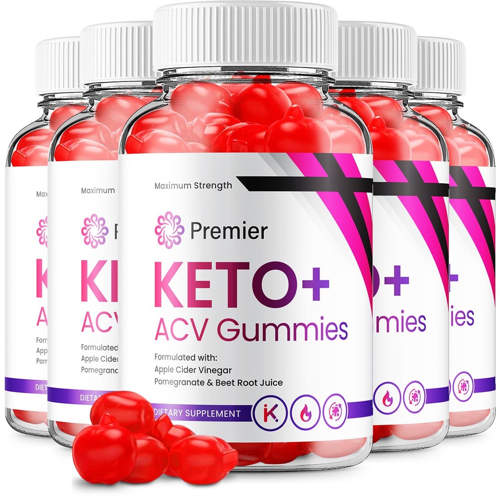 (5 Pack) Premier Keto ACV Gummies - Advanced Formula Premiere Keto Plus ACV Gummies Apple Cider Otegar Premier ACV Supliment alimentar Recenzii Bărbaţi Femei (300 Gummies)