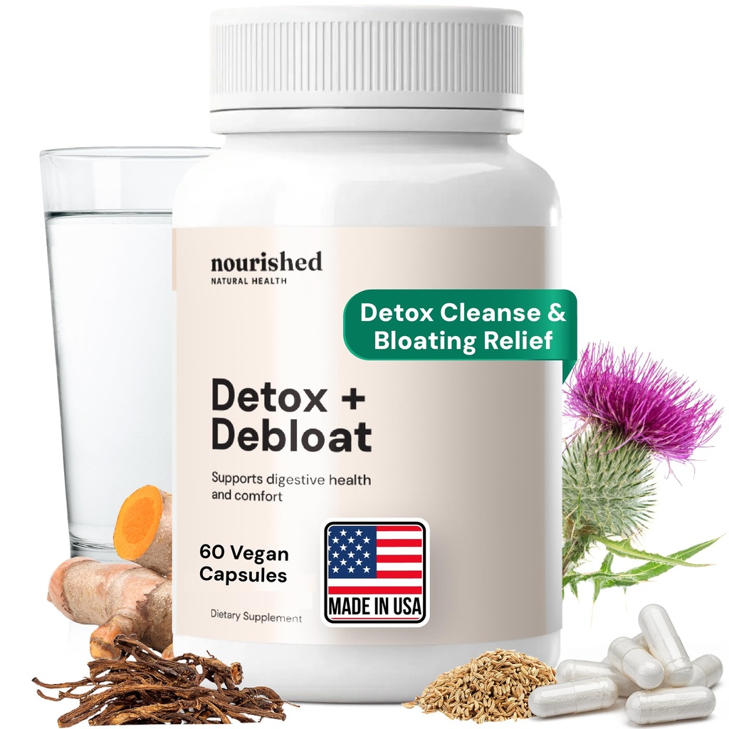 Sanatate naturala curatata Detoxifiere + Debloat - Lapte Thistle & Dandelion Root Vegan Supliment pentru femei - Bloating Relief & Digestion Support - 60 capsule