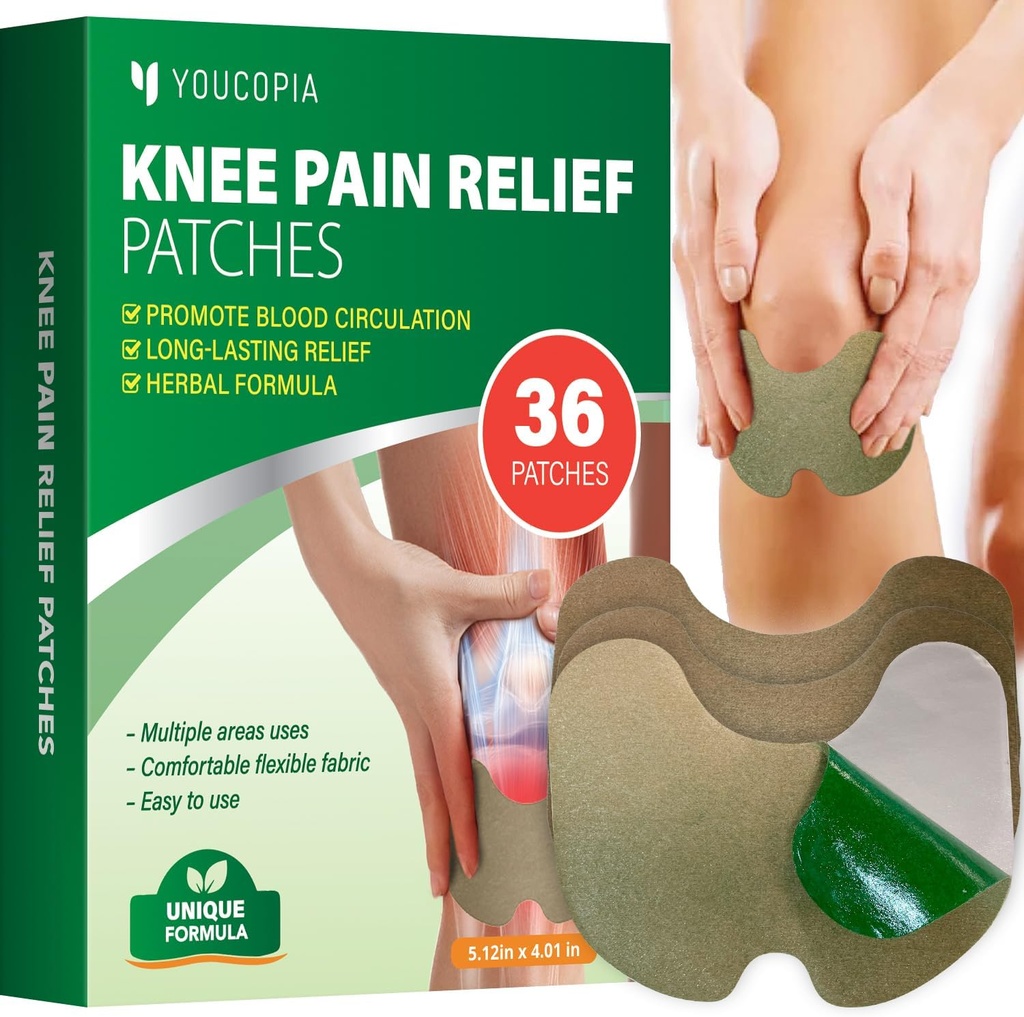 Youcopia genunchi durere relief patch-uri: 36 Conte naturale Herbal liniște pastă pentru mușchi de lungă durată și ajutor articular - Mugwort artrita cald patches Kit