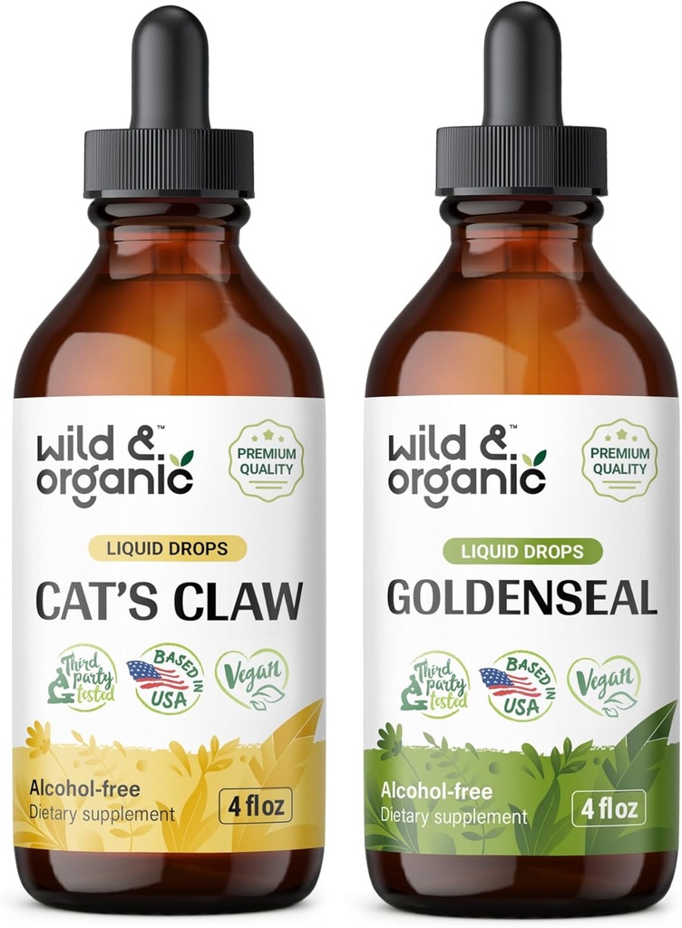 Gheara pisicii sălbatice și organice Tinctură 4 fl oz & Goldenseal Tincture 4 fl oz