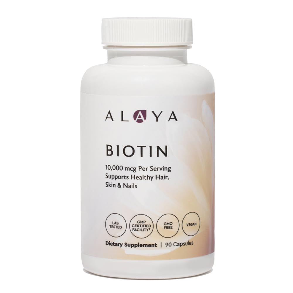 Alaya Naturals - Biotin 10000mcg, 90 capsule - Suporturi sănătoase păr, piele & unghii