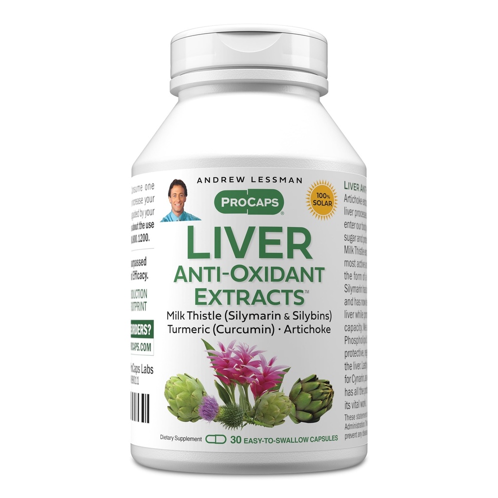 ANDREW LESSMAN Extracte de ficat anti-oxidante 30 capsule - susține țesuturile greu de lucru ale ficatului, promovează sănătatea și funcția hepatică optimă. Extracte de muls, turmeric și anghinare