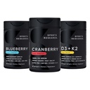 Sporturi de cercetare Cranberry Fruit Complex Supliment cu Pacran & Vitamine C & E, întreg fructe de afine concentrat fabricate din afine organice și plante pe bază de vitamina D3 + K2 cu ulei de cocos