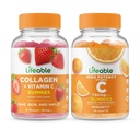 Colagen de viață & Vitamina C + vitamina C 750mg, Gummies Bundle - mare Tasting, Supliment de vitamine, Gluten gratuit, OMG-uri gratuit, Gummy mestecabil