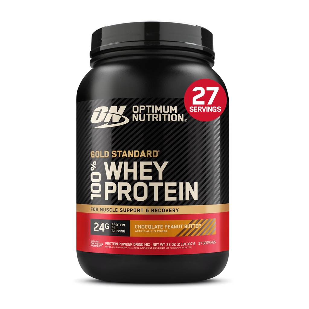 Optimum Nutriție aur standard 100% Whey Pulbere de proteine, Unt de arahide de ciocolată, 2 Pound (Packing May Vary)