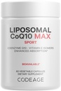 Codeage Liposomal CoQ10 Supliment maxim - 250 mg Coenzime Q10 cu vitamina E Izomers Tocopherols - 2 luni alimentare - 1 capsulă per servire - Livrare lipozomal - non-GMO, gluten-free - 60 capsule
