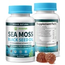 Vegan Ashwagandha Sea Moss Gummies - Black Seed Oil, Vitamina C&D pentru Suport Imun, Digestiv, Antioxidant 13 în 1 Bundle, Sea Moss Clorofill Advanced Form Formula 2Pack 120 Gummies