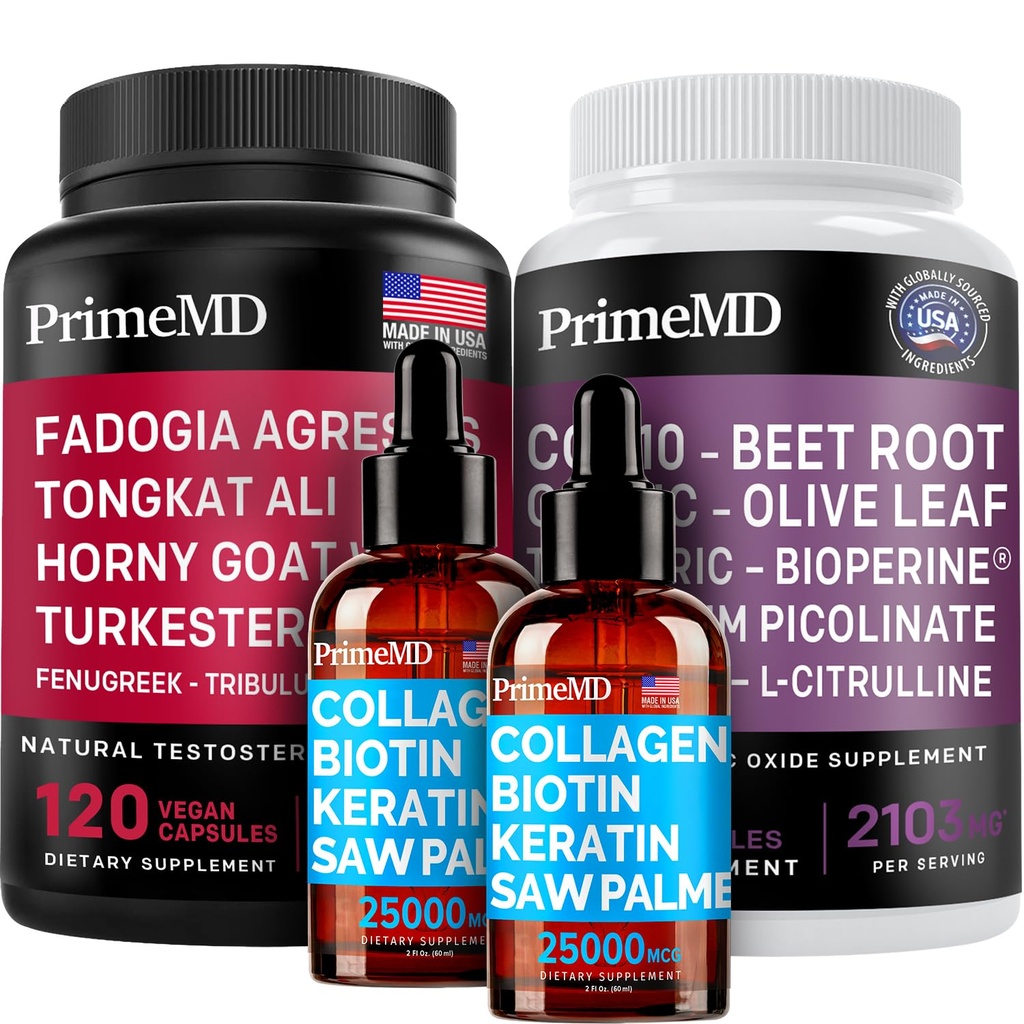 Colagen Biotin lichid (2pk), Fadogia Tongkat Ali (1pk), și oxid de azot (1pk) Supliment Bundle - Vitamine în stare pentru păr, piele, unghii, inimă, energie, și suport testosteron - non-GMO, Vegan