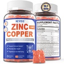 Gume de zinc cu cupru + probiotice, vitamina B6 pentru absorbţie maximă, suplimente de zinc pentru bărbaţi şi femei, două minerale esenţiale echilibru Formula pentru imunitate şi sănătate gută, Vegan, non-GMO, 120 Cts
