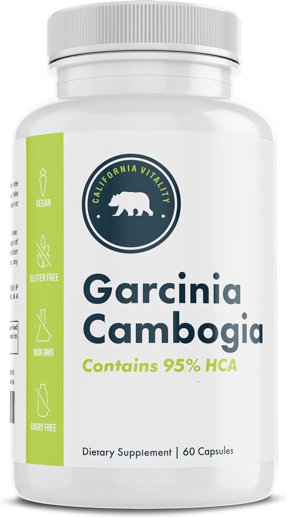 Garcinia Cambogia, 95% HCA 60 Capsule, cu crom - Made in the USA, Vegan, Non-GMO, Gluten-Free, and Dairy-Free