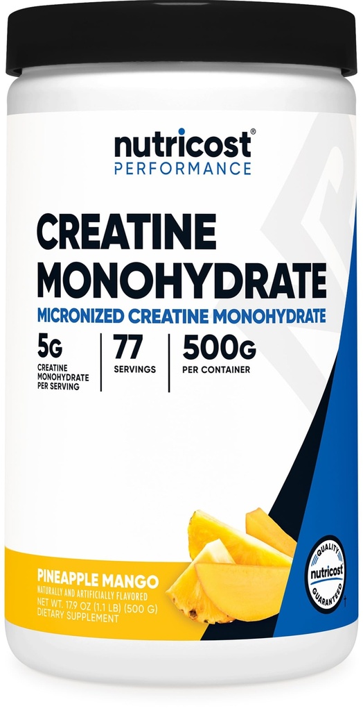Nutricost Creatin Monohidrat pulbere (Pineapple Mango, 500 Gram) - Micronited Creatine Supplement - Vegan, Non-GMO, Gluten gratuit