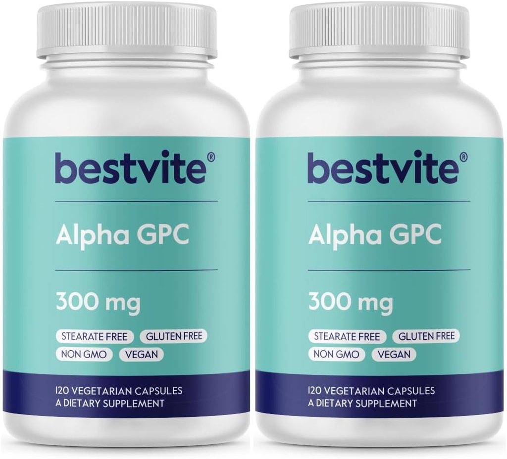 Alpha GPC 600 mg per Servire (240 Capsule vegetariene) (120x2) - Fără Stearete - Vegan - Non OMG - Gluten Free