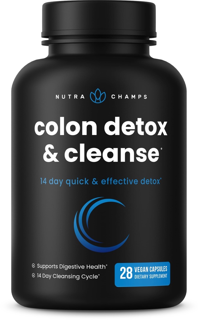NutraChamps Colon Cleanse & Detoxifiere pentru pierderea in greutate [14 zile rapid Cleanser] Formula sigură și eficientă cu enzime probiotice și digestive pentru ajutor constipație
