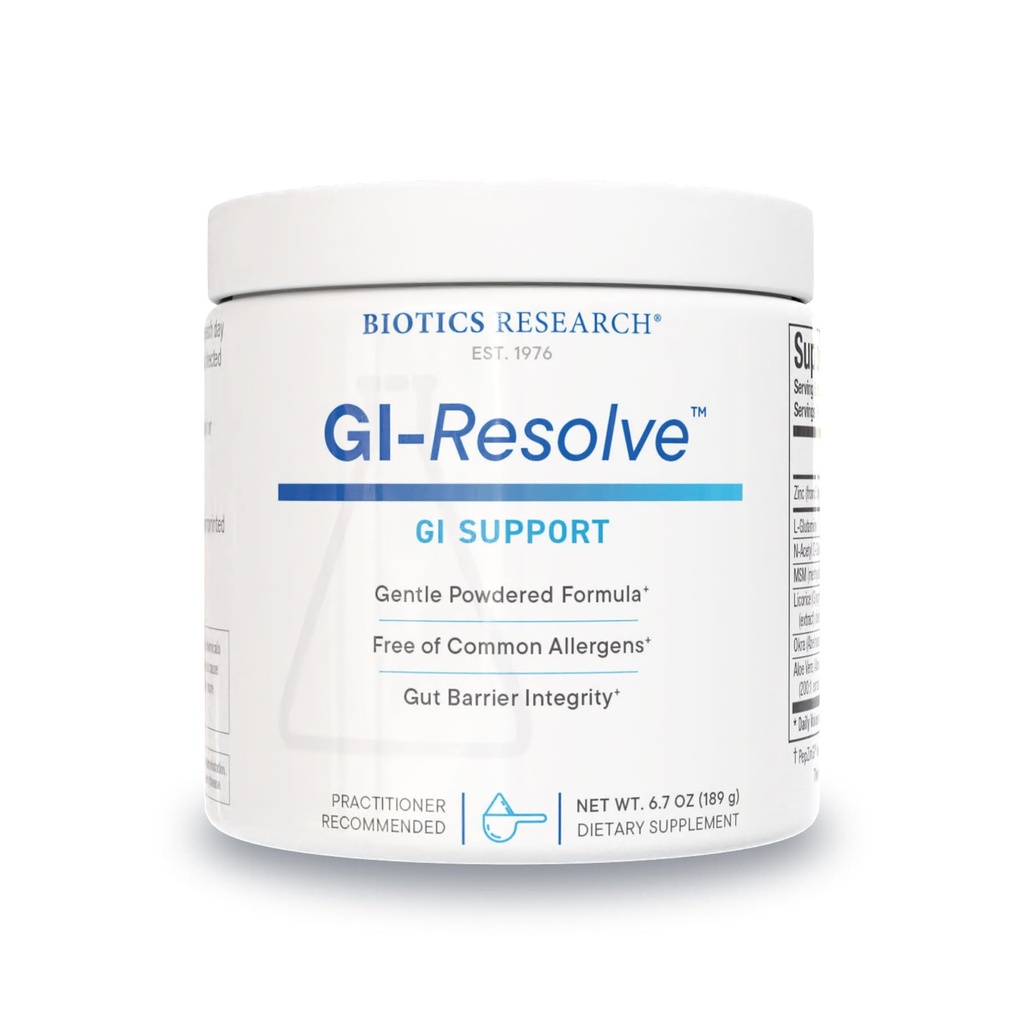 Biotics Research GI ResolveTM Advanced L-Glutamine Powder Formula for Gut Lining Support & Healing - Optimal Gastrointestinal Function - Premium 7-Ingredient cu zinc Carnosine & Botanicals- 6,7oz