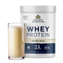 Nutritie antica Iarba Fed Whey Proteina, Vanilla Bean, 23g Proteina, 20 Serviri, Hidrolized Colagen Peptide, Organic Regenerative A2/A2 Proteina de lapte