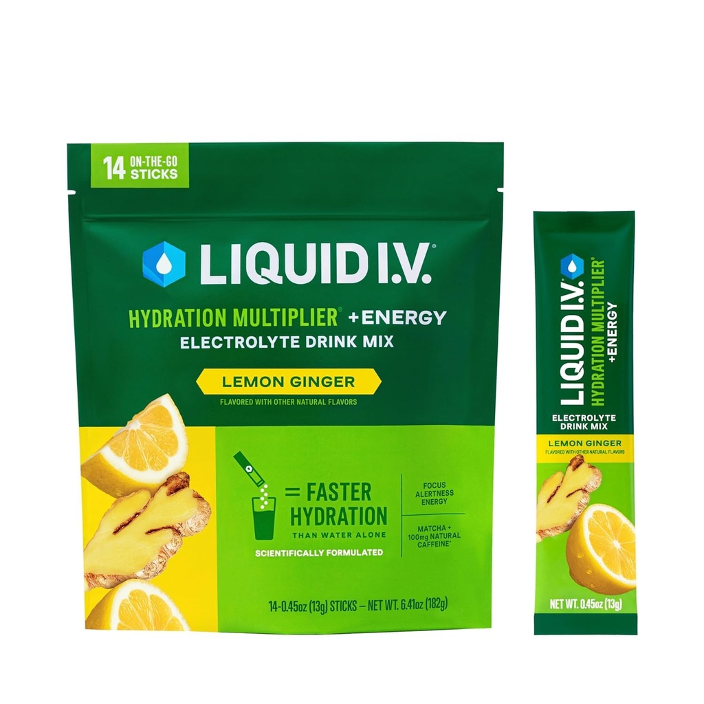 Multiplicator de hidratare I.V.® lichid + Energizant - Ginger de lămâie 