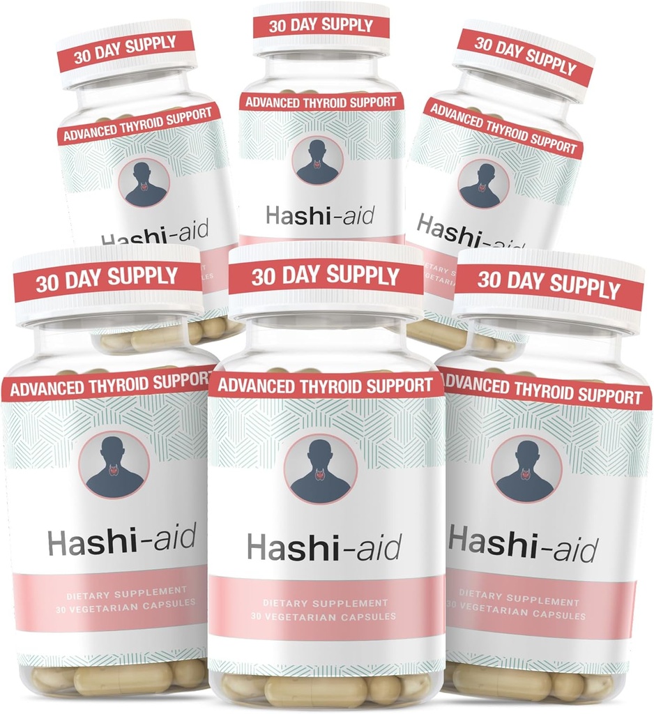 IBDassistTM Hashi Ajuta Asistenţă tiroidiană pentru femei şi bărbaţi - Supliment tiroidian pentru boala Hashimoto şi hipotiroidism* - cu Ashwagandha, Seleniu, Zinc, Vitamine esenţiale & More - 30 Capsule (6 ambalaj)