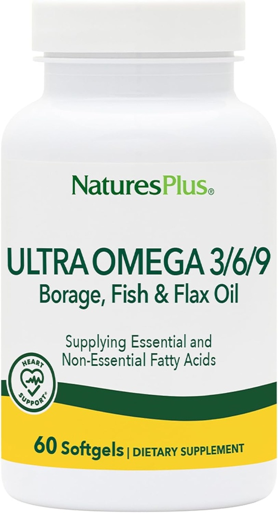 Naturas Plus Ultra Omega 3 6 9-1200 mg, 60 Softgels - Ulei de porumb, ulei de pește, supliment ulei de in, gluten-gratuit - 60 Serviri