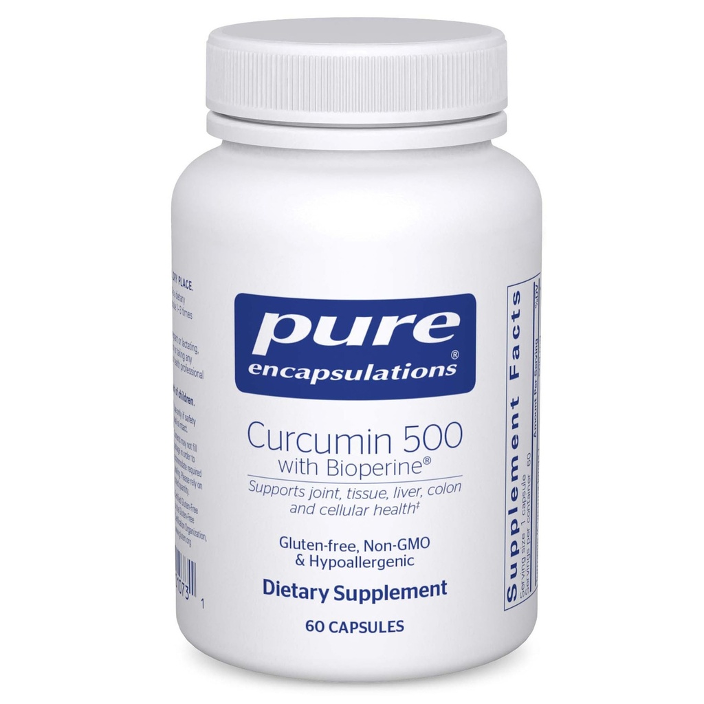 Pure Encapsulations Curcumin 500 with Bioperine - Antioxidant Supplement to Support Joints, Tesut, Ficat, Colon & Cellular Health* - with Turmeric Curcumin & Bioperine - 60 Capsule