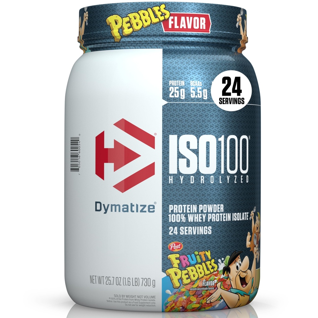 Dymatize x Pebbles Fruity ISO100 Whey Proteine pulbere Izolat, 25g de proteine, 20 Servings, 5,5g BCAAs, 120 Cal., Gluten Free, 1g Fat, 1g Sugar, 2g Carb (24 Servings)