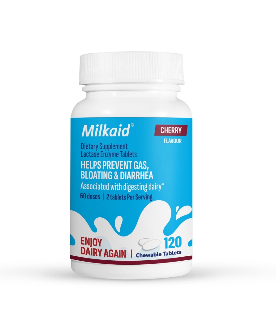 Milkaid Lactase Enzime Tablete masticabile pentru Intoleranță la Lactoză Amortizare 