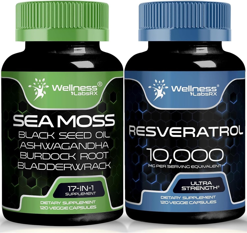 wellNESS LABSRX Capsule de resveratrol cu capsule de Moss Sea