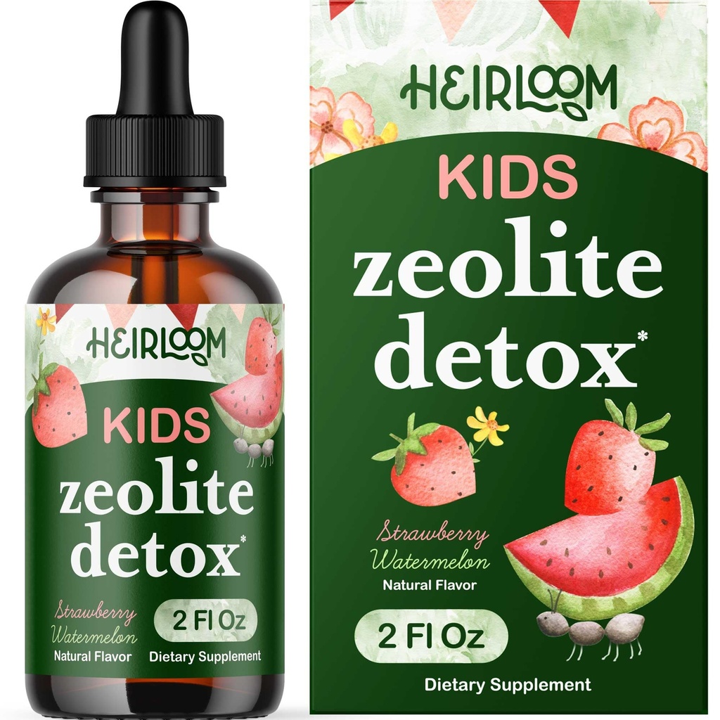 Zeolit Detoxifiere pentru copii Picături lichide - Gentle Daily Cleanse & Speech Support cu metilat B12 & Vitamina D - Copii Clinoptilolit picături Zeolite Detoxifiere Supliment 2oz