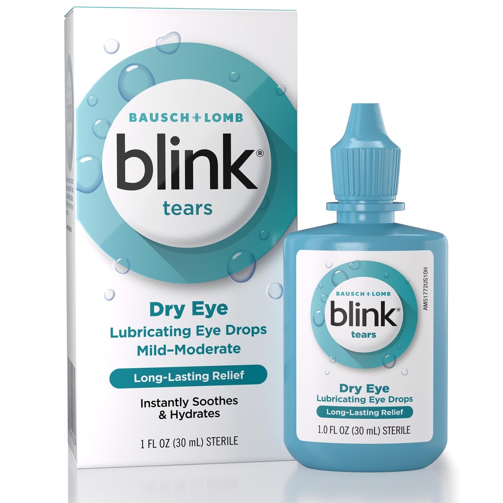 BLINK Lacrimi lubrifiante picături de ochi, hidratare & Soothing pentru ochi uscaţi până la moderaţi uscat, cu Hyaluronat, Reduce discomfort, Hydration lung-Lasting, Soothes & Moisturizes, 1 Fl Oz