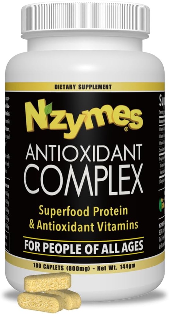 Nzymes® Antioxidant Complex pentru oameni. Supliment antioxidant puternic, vitamina C, vitamina E, vitamina A, seleniu, enzime Sprouted Live. 180 Conte - făcut în SUA