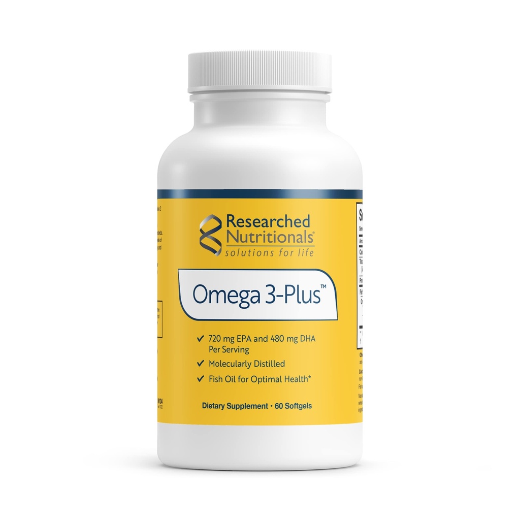 Cercetari nutritionale Omega-3 Plus Ulei de peste - EPA DHA Omega 3 Supliment pentru a sprijini Cardiovascular si sanatatea creierului - Distilat molecular pentru puritate si siguranta (60 Softgels)