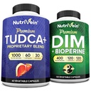 Nutrivein Premium TUDCA şi Suplimentul DIM Bundle: Suplimentul de înaltă absorbţie TUDCA şi DIM pentru dezintoxicare, echilibru şi Well-Being